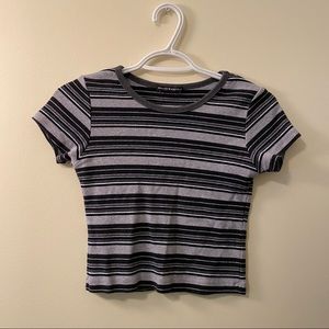 Brandy Melville Gray Striped Crop Top